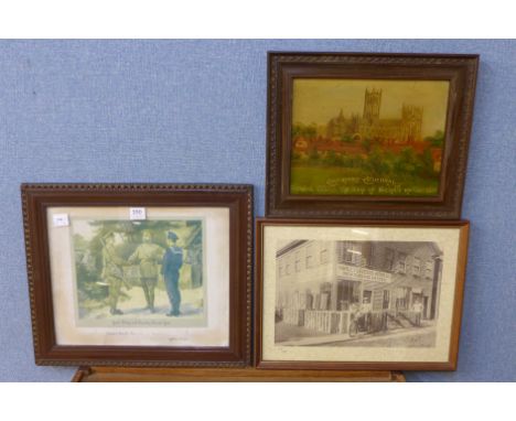 A Canterbury Cathedral print and two others