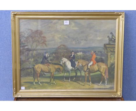 A P.J. Munnings hunting scene print, framed