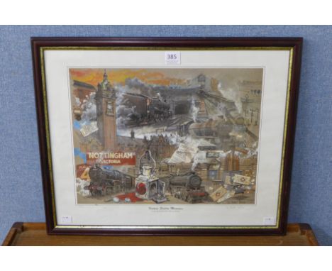 A signed John Michael Webster limited edition print, Victoria Station Memories, framed