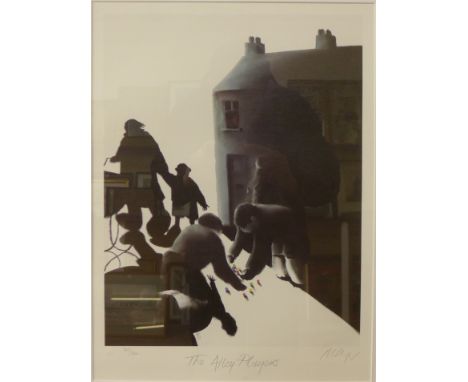 A signed Mackenzie Thorpe limited edition print, The Alley Players and two others