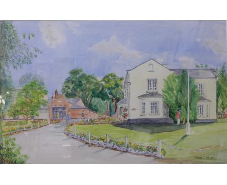 Gordon T. Williams, The Old and the New, Grange Hall, Radcliffe On Trent, watercolour, 26 40cms,  framed