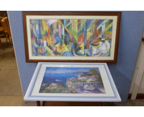 An abstract print and Mediterranean coastal landscape
