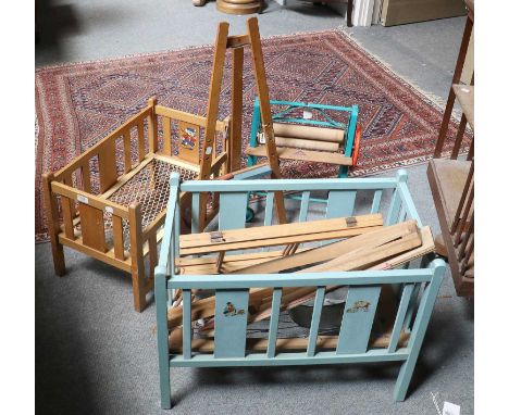 A Collection of Vintage Toys, including a Triang mangle, two cots etc (qty)