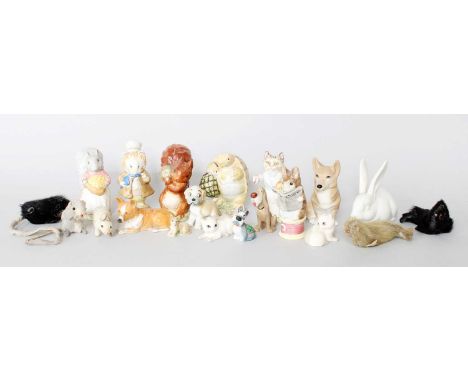 Beswick Beatrix Potter Figures Including, 'Squirrel nutkin', 'Goody Tiptoes' and 'Amiable Guinea-Pig', all BP-2a?, with three