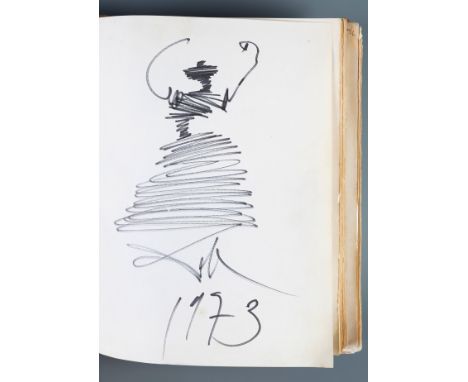 SALVADOR DALÍ I DOMÈNECH (Figueras, Girona, 1904 - 1989)."Dancer. 1973.Ink drawing on inside page of the signature book of th