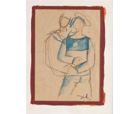 SALVADOR DALÍ I DOMÈNECH (Figueras, Girona, 1904 - 1989)."Two Sailors", ca.1925.Pencil, graphite and blue pencil on paper.Att