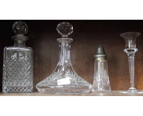A shelf of glassware to include two decanters&nbsp;