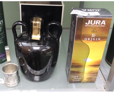 A Jura 35cl 10-year old and a blended Scotch in ceramic decanter in original boxes (2)