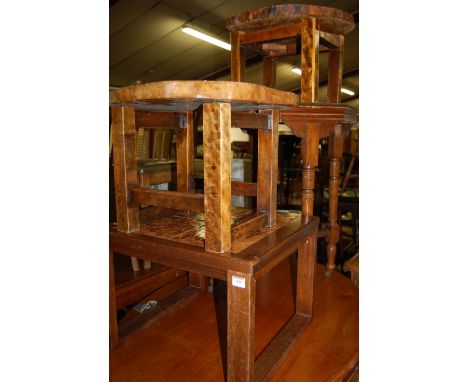 Occasional furniture to include; Edwardian octagonal two tier table, teak and tile-top inset square section occasional table,