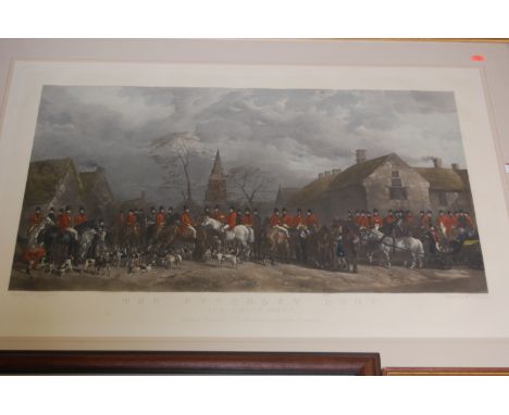 After W & H Barraud - The Pytchley Hunt, colour engraving, 43 x 74cm, published London 1852; and after R B Davis - Left at Ho