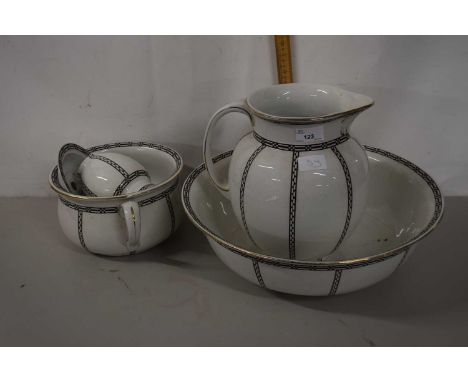 A Wilkinson Ltd early 20th Century black and white wash bowl, jug set