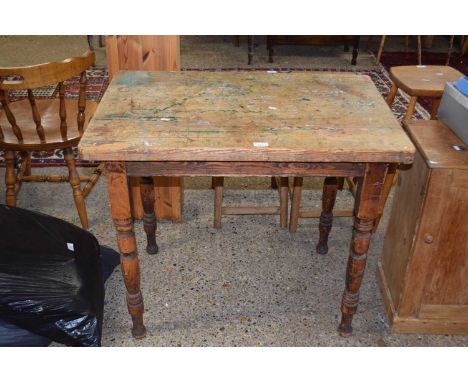 A small vintage pine topped table 
