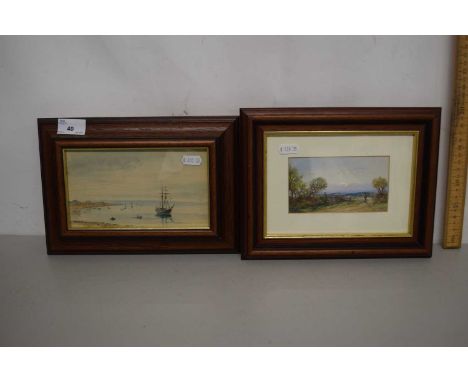 A watercolour of a December sunset near Portslade, Sussex by John Harmsworth, 1911, framed and glazed together with late 19th