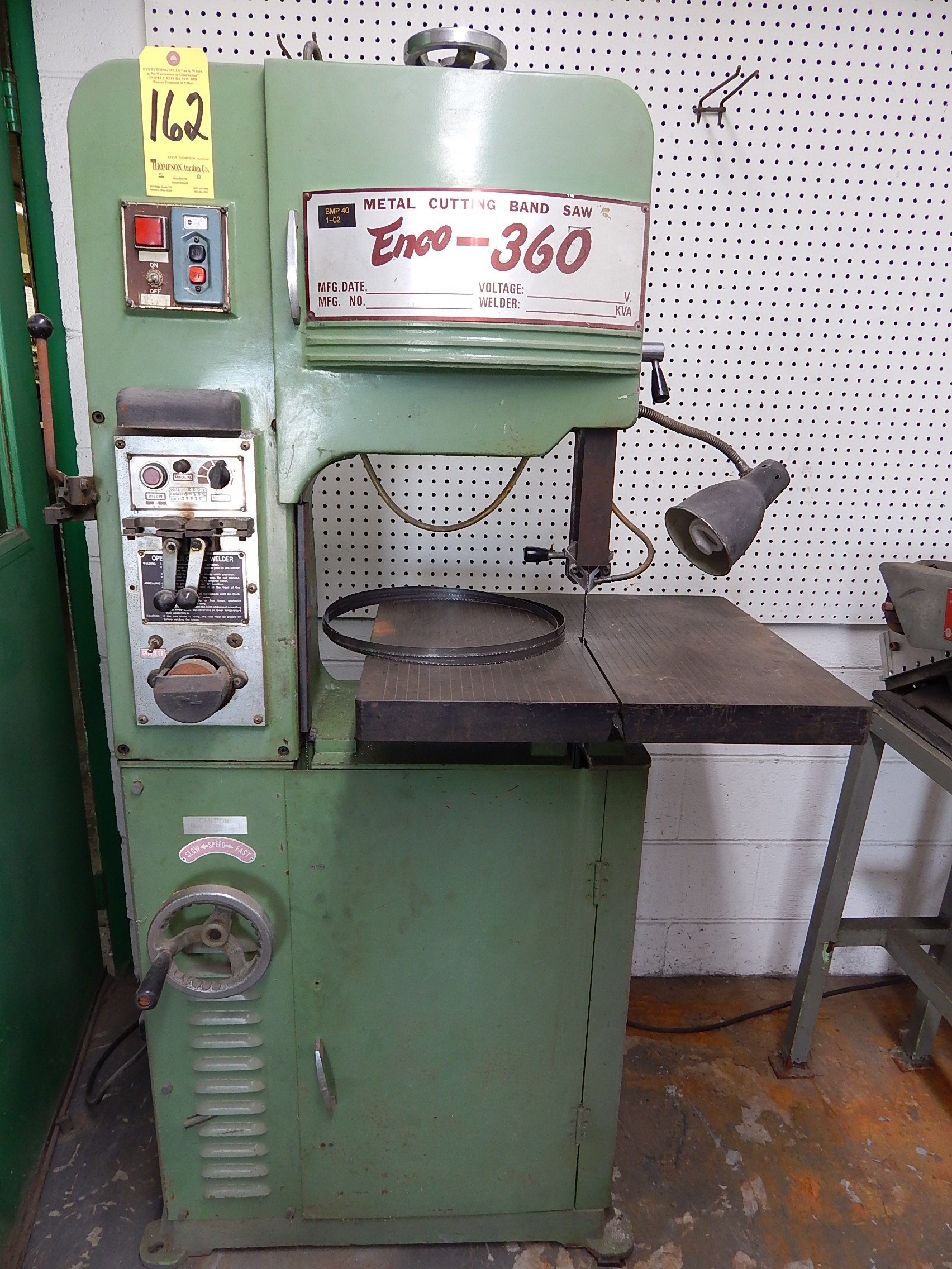 Enco Model 360 Vertical Band Saw, 14 Inch, s/n 36647, Blade Welder