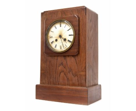 French two train oak cased mantel clock, the dial signed Simmonds, Paris &amp; Manchester to the dial, the movement stamped '