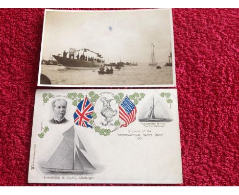 Seventeen postcards with America Cup interest, including printed and photographic cards of the various yachts called Shamrock