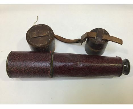 A military brass and leather bound three drawer telescope by W. Watson &amp; Sons London dated 1903, 1656 MK II, bearing broa