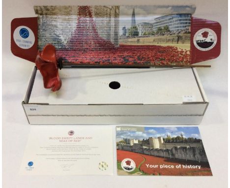 An original ceramic poppy from the 'Blood Swept Lands and Seas of Red' exhibiton at The Tower of London, to commemorate 100 y