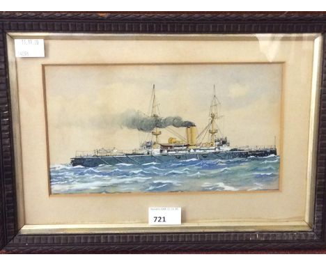 An early 20th century portrait of a British Naval Canopus Class battleship, unsigned, watercolour, together with 2x watercolo