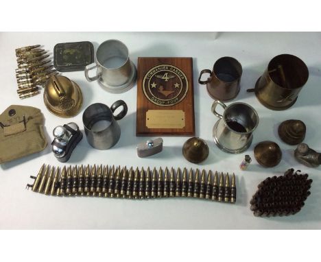 Various military collectables including three WW1 time and percussion no. 80 fuzes, a Russian Mosin Nagant two spout oil / cl