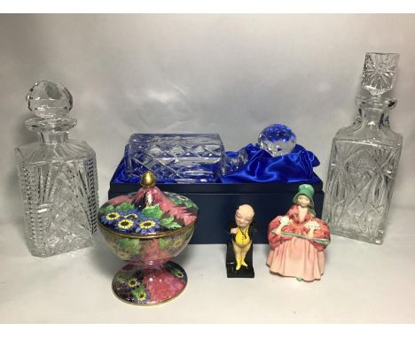 SECTION 33.  A Royal Scot Crystal cut glass decanter in presentation box, together with two further cut glass decanters, a Ma
