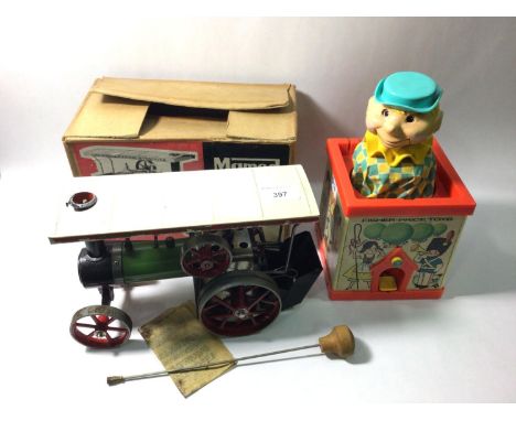 A Mamod T.E.1 traction engine in original box, together with a Fisher Price Jack in the Box (2) 