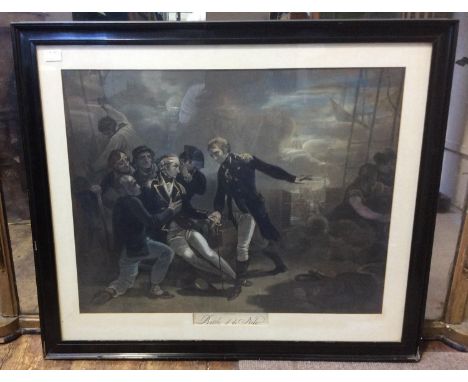 A Battle of Trafalgar battle scene and romantic depiction of the 'Death of Nelson,' both oil on board in gilt frames, togethe