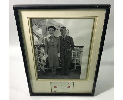 A 'two-of-hearts' playing card signed by 'Edward Duke of Windsor and Wallis Simpson, signed on board the Queen Elizabeth in 1