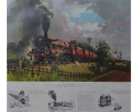 After Terence Cuneo, Express Engines Tyseley, colour print with printed remarque, 70cm x 77cm, and another The Lickey Incline