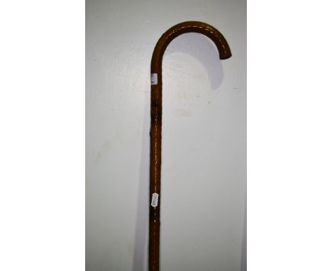 Antique sword stick, possibly yew wood, the blade marked France, length 93cm.