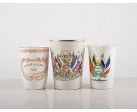 Collection of WW1 commemoratives including, cups, saucers, beakers etc.
