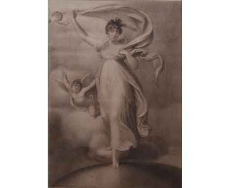 John Conde after Richard Cosway, Mrs Fitzherbert, engraving on silk, first published 1792, 30cm x 22cm, and John Agar after R