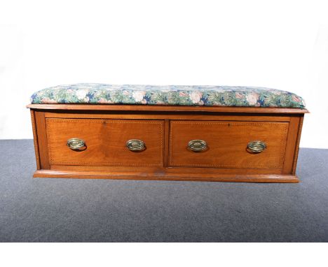Edwardian mahogany chest of drawers, rectangular top with a moulded edge, two short and two long drawers, square tapering leg