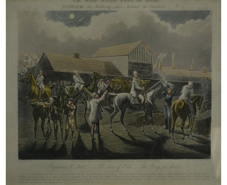 J. Harris, After Henry Alken, The First Steeplechase on Record, colour print, 34 x 42cm, plates, (3 x 2) and four colour prin