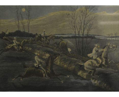 After Henry Alken, four prints from the series "The First Steeplechase on Record", including 'Nacton Church and Village'; 'Th