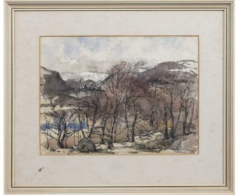 * ROBERT HARDIE CONDIE RSW (SCOTTISH 1898 - 1981) IT IS NOT YET SPRING, GLENESK watercolour on paper, signed, titled versomou
