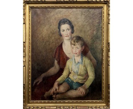* PHILIP CONNARD CVO RA RWS (BRITISH 1875 - 1958), THE PORTRAIT OF MRS WILSON OF CASTLEHILL AND HER SON oil on canvas, signed