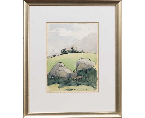 ERNEST ARCHIBALD TAYLOR (SCOTTISH 1874 - 1951), MOUNTAIN LANDSCAPE, ARRAN watercolour on papermounted, framed and under glass