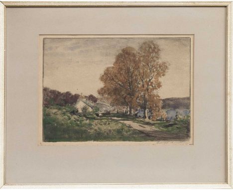 GEORGE HOUSTON RSA RSW (SCOTTISH 1869 - 1947), colour etching on paper, signedmounted, framed and under glassimage size 18cm 