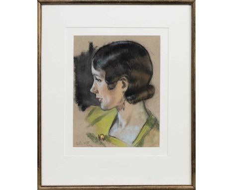 HENRY ROBERTSON WATT (CANADIAN 1896 - 1964), PORTRAIT OF AN ELEGANT WOMAN pastel on paper, signed and dated 1932mounted, fram