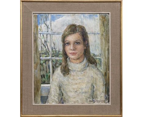 * DOROTHY JOHNSTONE ARSA (SCOTTISH 1892 - 1980), PORTRAIT OF LIZ AS YOUNG GIRL  oil on board, signed and dated 1974 framed   
