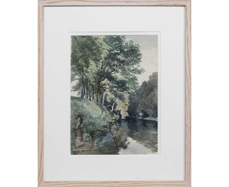 * JAMES MCINTOSH PATRICK OBE RSA ROI (SCOTTISH 1907 - 1998), THE ESK  watercolour on paper, signed and titledmounted, framed 