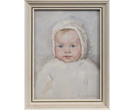 * DOROTHY JOHNSTONE ARSA (SCOTTISH 1892 - 1980), IAN AS A BABY oil on board, signed, titled versoframed and under glassimage 
