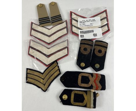 A collection of assorted RAF and naval epaulettes and bar stripe webbing &amp; bullion badges. 