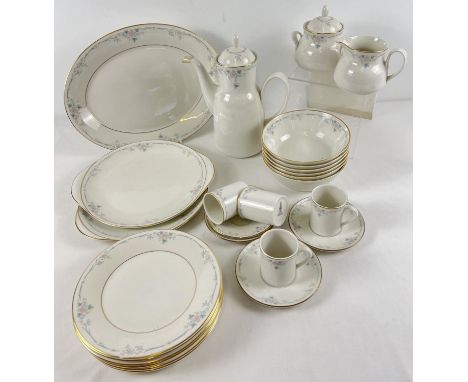 A quantity of Royal Doulton coffee and dinner ware from the Vogue collection. Comprising: coffee pot, lidded sugar bowl, crea