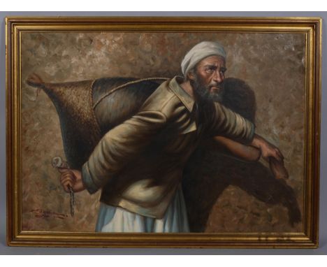 S A Halim, portrait of an Arab, oil on canvas, signed, 70cm x 100cm, framedGood original condition 
