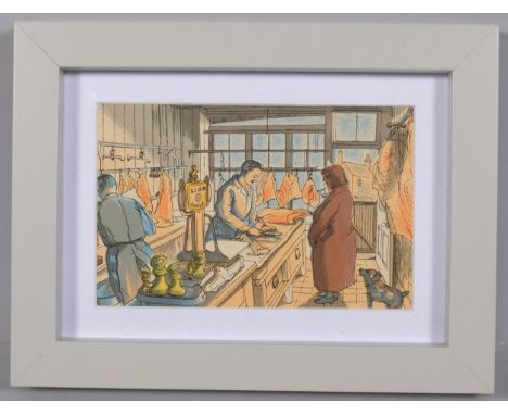 Edward Bawden (1903 - 1989), The Butcher/The Tailor, colour lithograph, published by Curwen Press 1949, image 9cm x 15.5cm, f