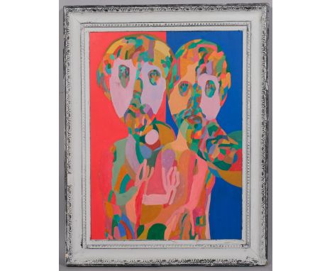 Abstract portrait, contemporary oil on board, unsigned, 66cm x 48cm, framedGood condition 