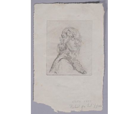 Portrait of Edith Lees, etching, inscribed in the margin, plate 12cm x 10cm, unframed&nbsp;Several very tiny fox marks, margi