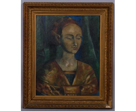 E H Rogerson, portrait of a woman, oil on board, inscribed and dated 1940 verso, 50cm x 40cmGood condition 